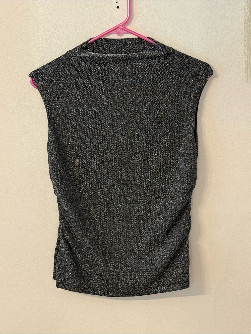 Sleek Metallic Black Sleeveless Womenโs Top